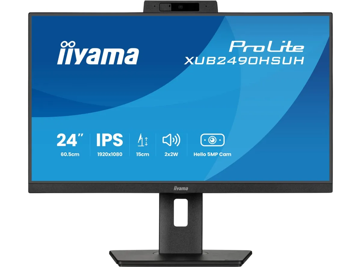 Iiyama ProLite XUB2490HSUH-B2 24" IPS w/ Windows Hello Webcam and Microphone