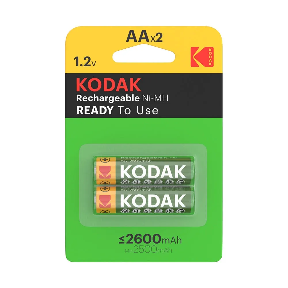 Kodak Rechargeable NI-MH AA Batteries 2600MAH 2-pack