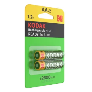 Kodak Rechargeable NI-MH AA Batteries 2600MAH 2-pack