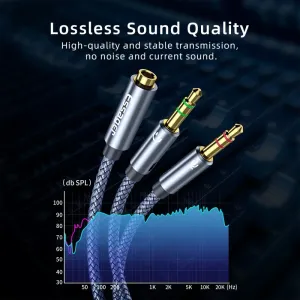 ESSAGER 0.25m 3.5mm Female to Dual 3.5mm Male Mic AUX Audio Y Splitter Cable