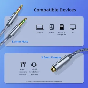 ESSAGER 0.25m 3.5mm Female to Dual 3.5mm Male Mic AUX Audio Y Splitter Cable