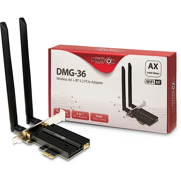 المنتج PowerON DMG-36 Wireless AX+BT5.2 PCIe Adapter صورة